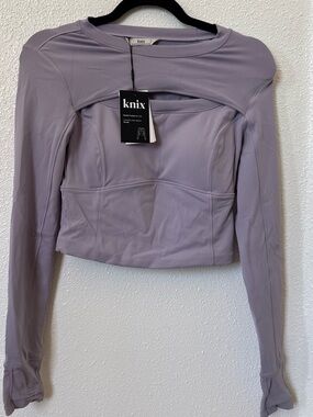 knix Lilac Long-Sleeve Cutout Crop Top